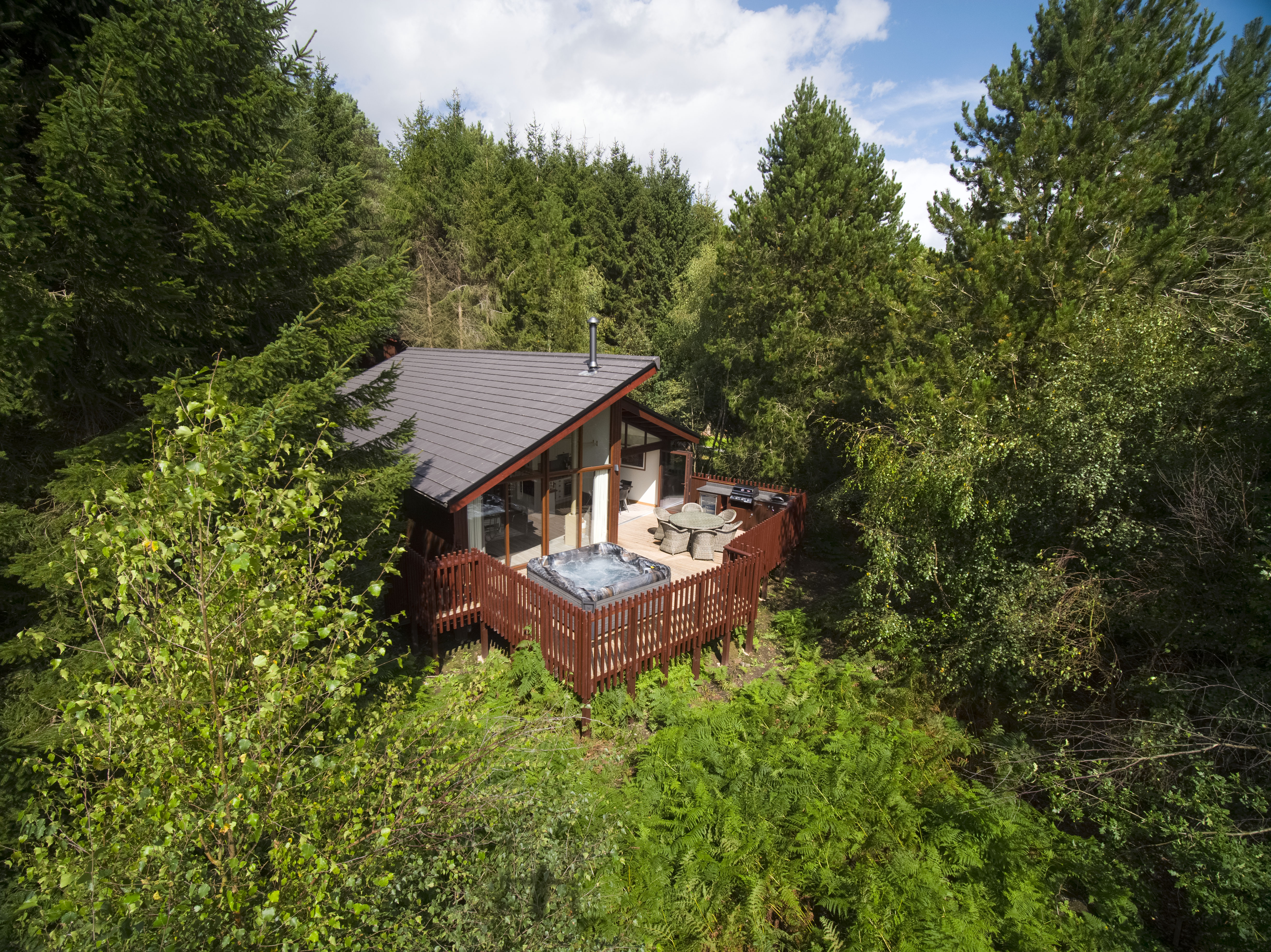 Forest Holidays Delamere Forest cabin in woodland